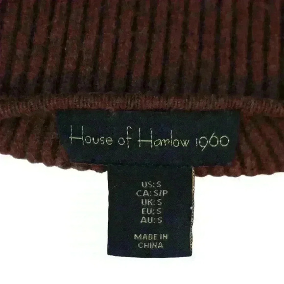 House of Harlow 1960 Brown Cropped Long Sleeve Cross Front Sweater Size Small - Picture 4 of 6